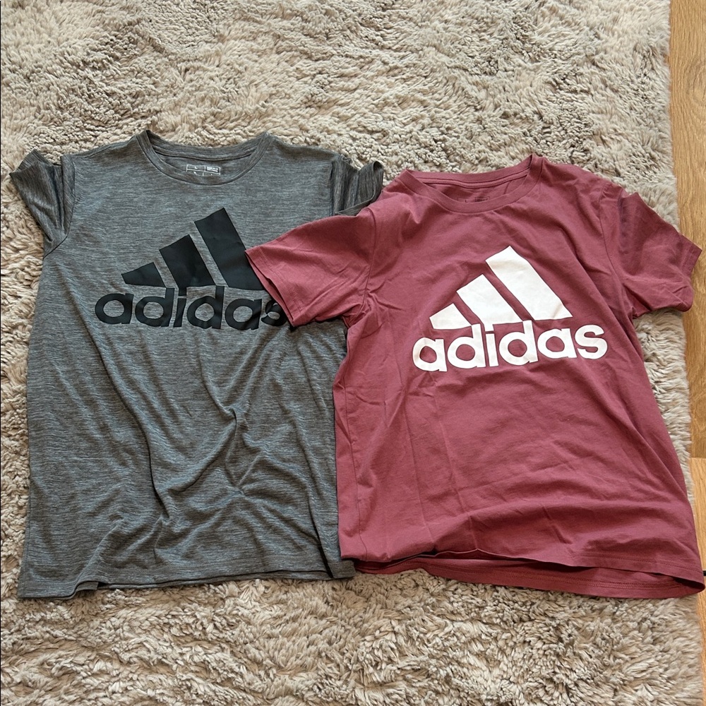 Adidas Kids' Gray and Maroon Logo Tees